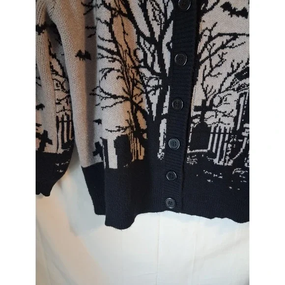 ROMWE Gothic Horror Print Loose Fit Color Block Cardigan, 1XL - Picture 3 of 8